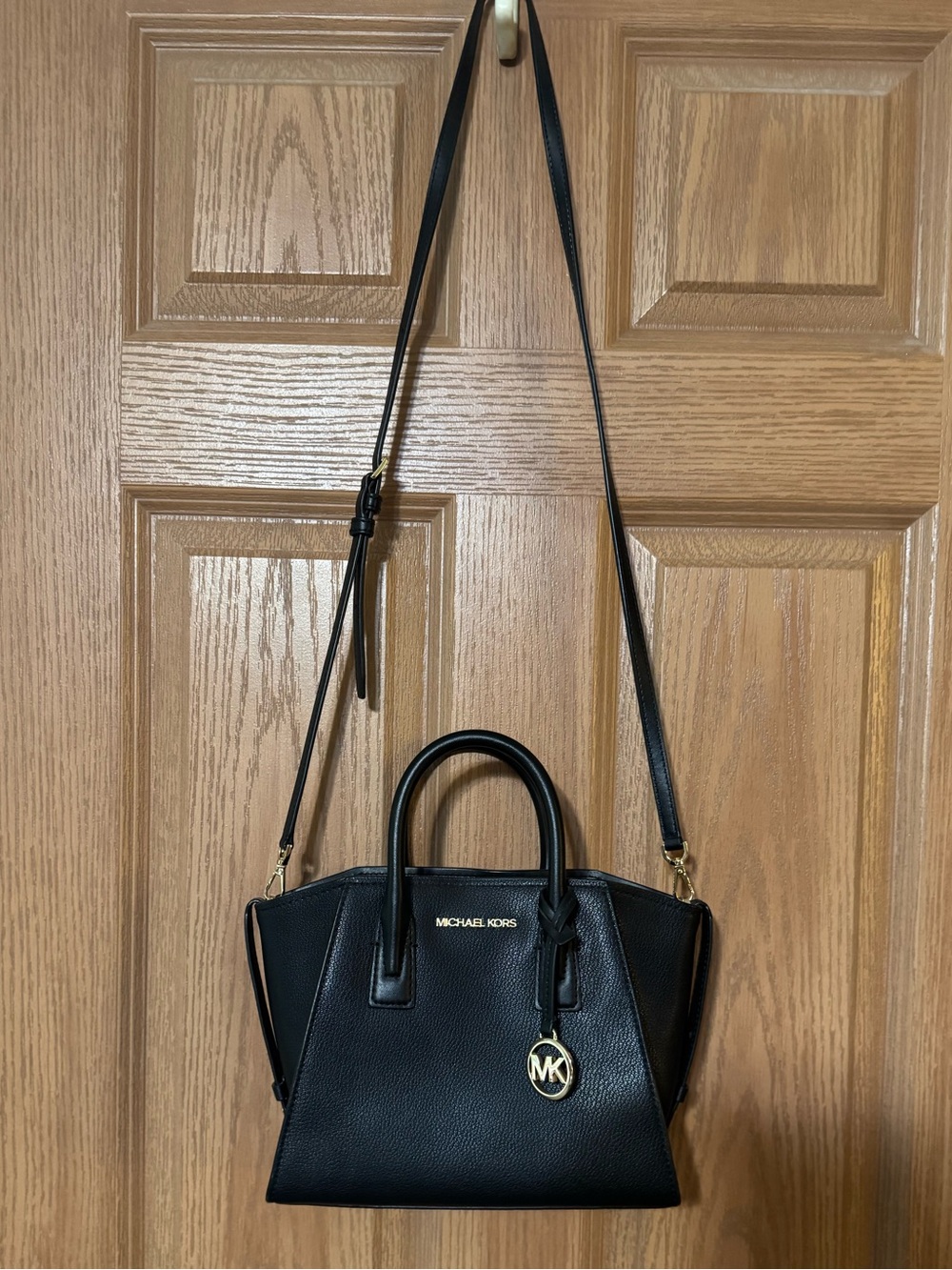 Michael Kors Small Black Leather Satchel with Adjustable Strap